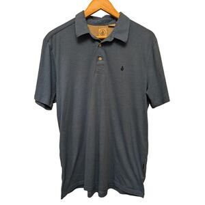 Volcom Classic Banger Polo Shirt‎ Blue Short Sleeve Collared Pullover Work